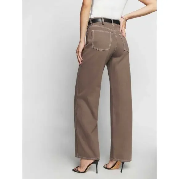 Reformation Cowboy High Rise Straight Jeans Chocolate Brown Women’s Size 24 - Picture 2 of 9